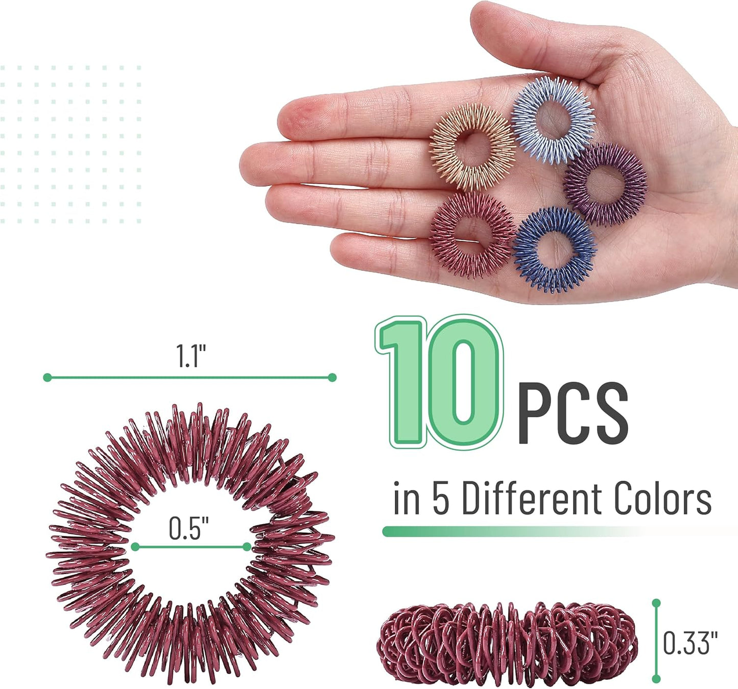 Mr. Pen- Spiky Sensory Rings, 10 Pack, Vintage Colors, Stress Relief Fidget Sensory Toys, Fidget Rings, Fidget Ring for Anxiety, Stress Relief Rings, Massager for Fidget ADHD Autism, Sensory Ring