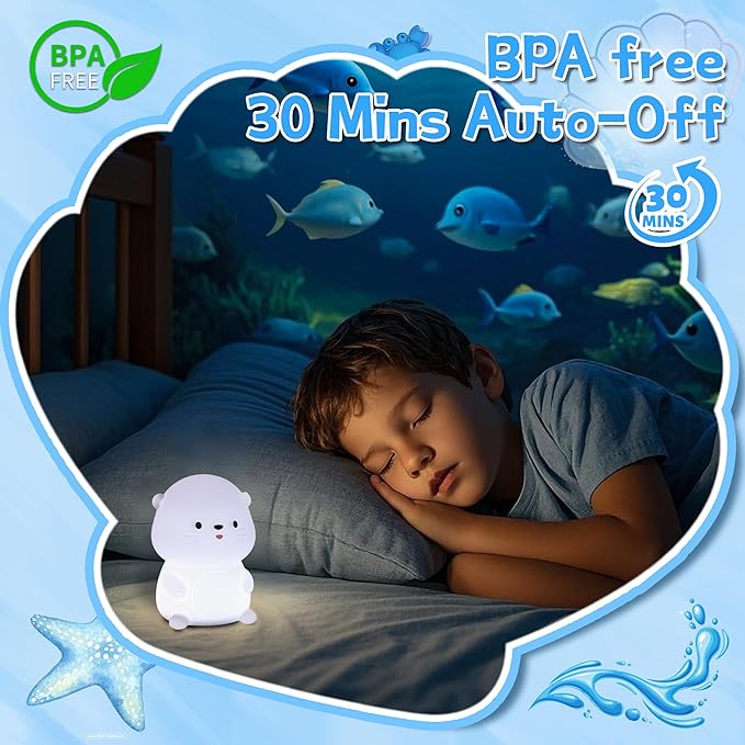 Otter Night Light, Cute Sea Otter Lamp Gifts,Animal Silicone Night Lamp, Cute Room Decor Night Light Birthday Christmas Gifts