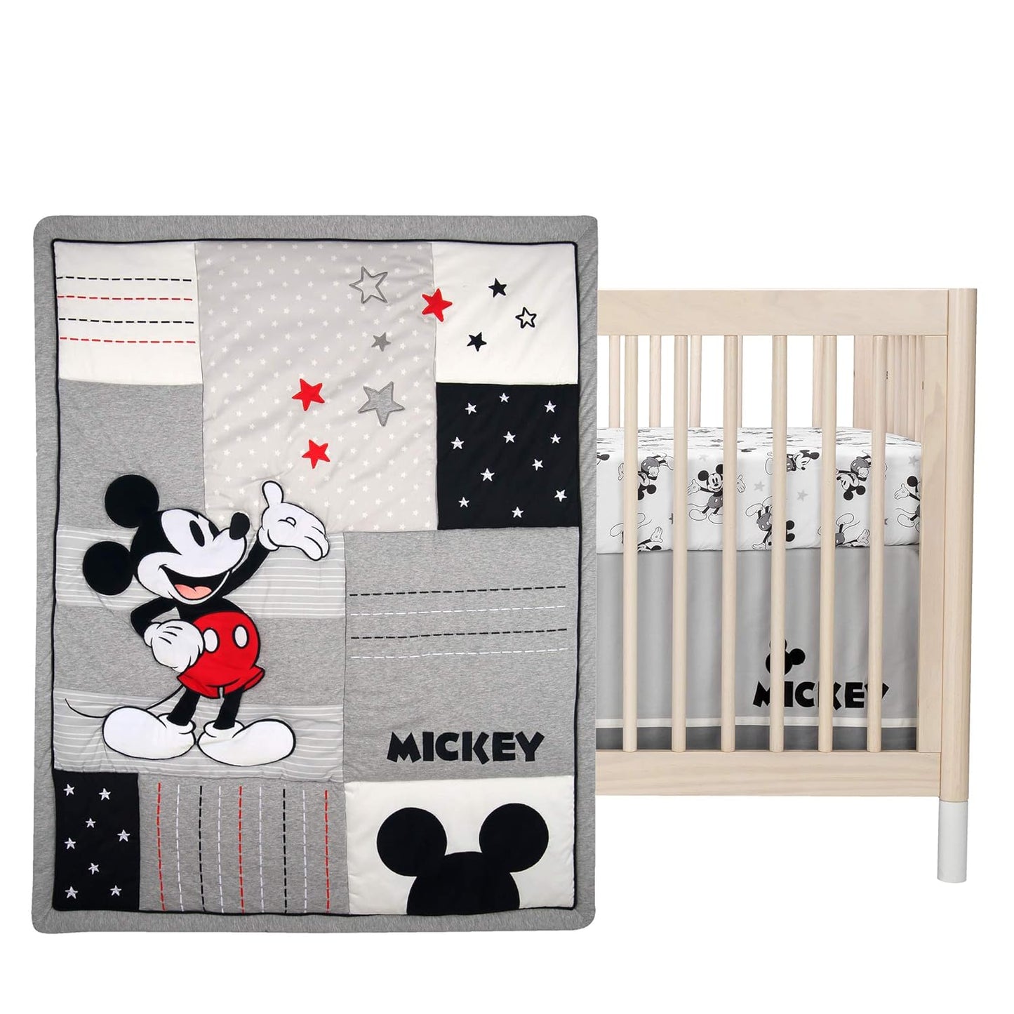 Lambs & Ivy Disney Baby Magical Mickey Mouse 3-Piece Crib Bedding Set - Gray