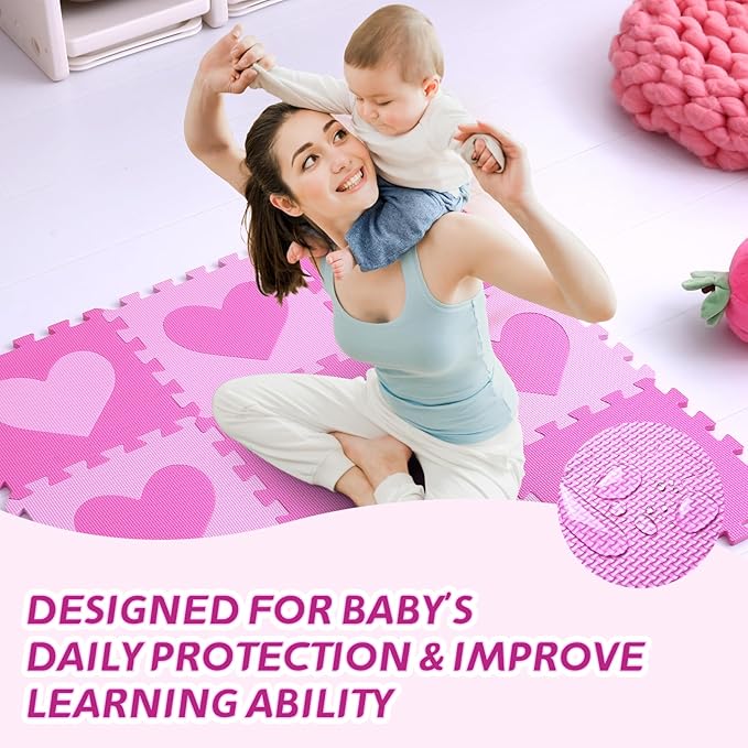 Coolcandy Baby Play Mat Without Fence, 9Pcs Interlocking Puzzle Floor Mat, 0.4" Thick Non-Toxic EVA Foam Play Mat, for Infants & Toddlers 3-36 Months, Soft Puzzle Tiles for Play Areas