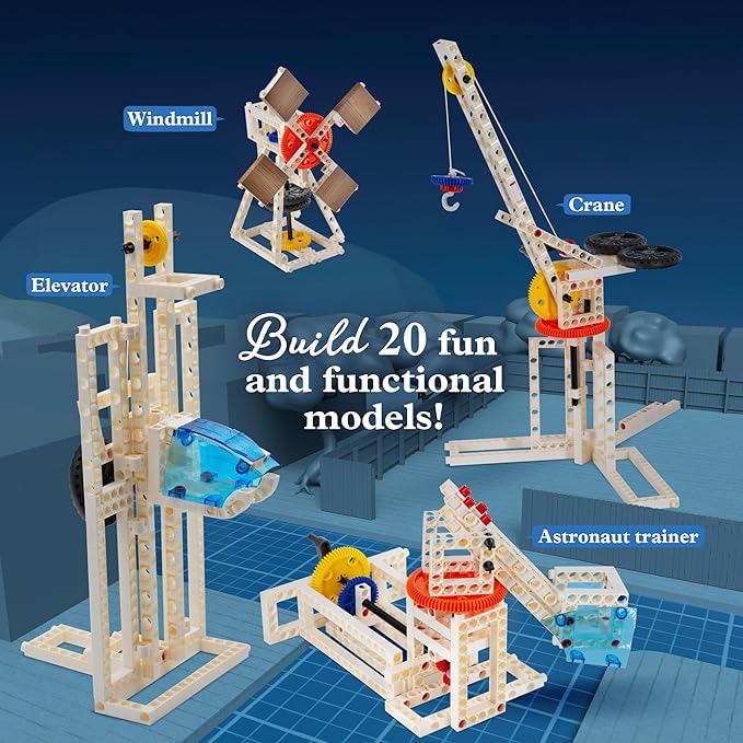 Thames & Kosmos Mechanical Engineering: Machines & Vehicles STEM Experiment Kit | Build 20 Mechanical Models, Explore Physics of Force & Motion | Hands-on, Introductory Science Learning for Ages 8+