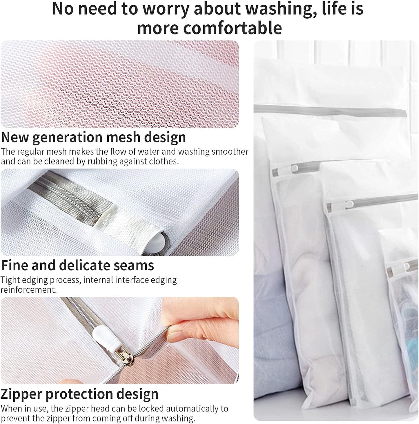 3 Pack Small Mesh Laundry Bags by MDSXO- Small Durable Lingerie Delicates Bag for Washing Machine for Socks, Bra, Mask,Baby Clothes 10 * 12 inch [3 Pack]