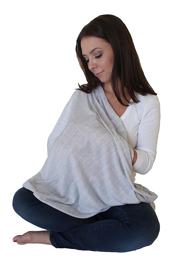 LK Baby Infinity Nursing Scarf Breastfeeding Cover Ultra Soft Premium Jersey Polyester- 100% AZO free and Safe for Baby (Light Grey Pattern)