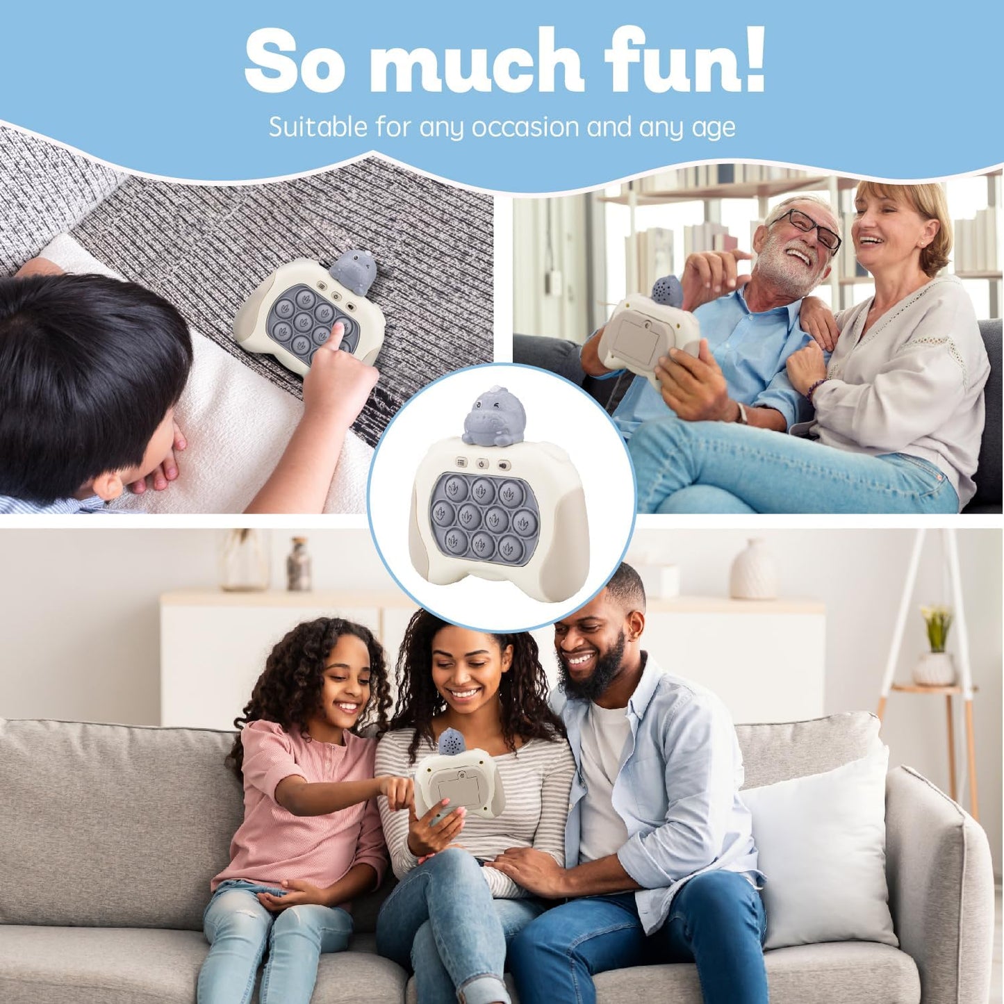 Fast Push Game,Light up pop Game Light up Fidget Toy,Fast Quick Push Bubble Game,pop pro Light up Game,Quick Push pop Game Birthday Xmas Gifts for Boys Girls Adults (T-Rex:Grey)