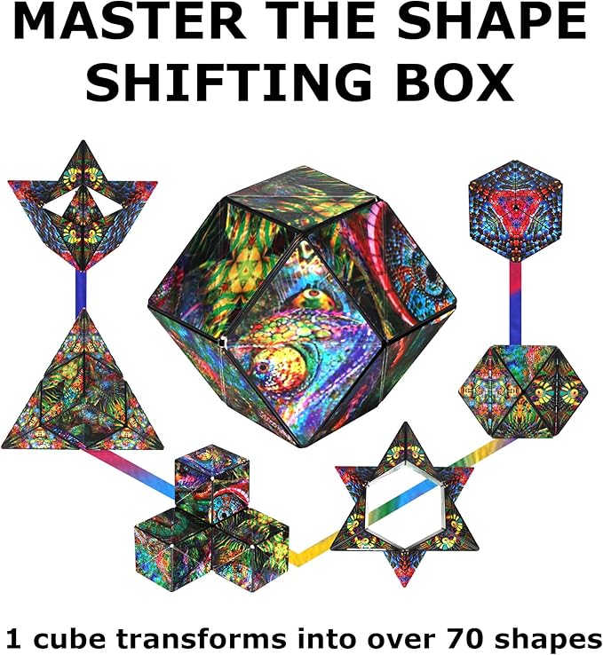SHASHIBO Shape Shifting Box - Award-Winning Fidget Toy w/ 36 Rare Earth Magnets - Fidget Cube Transforms Into Over 70 Shapes, Sensory Toy Gift for Kids, Teens, and Adults (The Chameleon)
