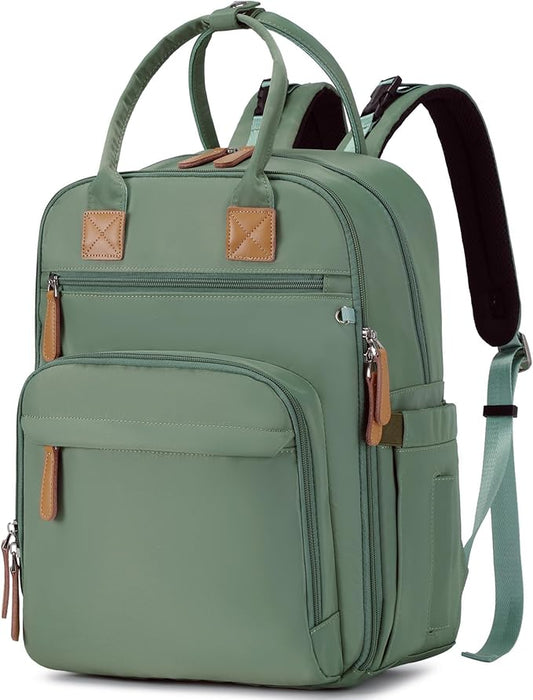 18 Pockets Large Diaper Bag Backpack with Waterproof Pockets and Stroller Buckle, Convertible Baby Bag (Green, Large)