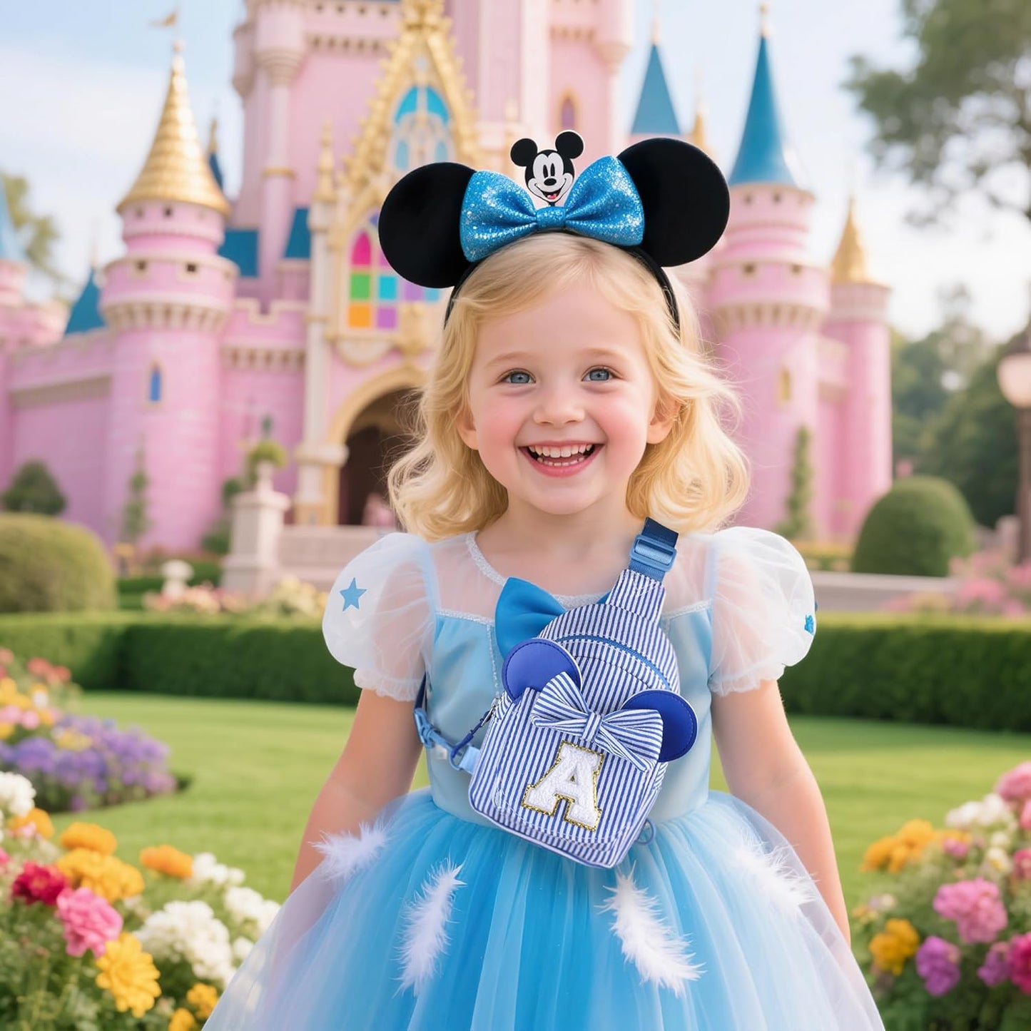 Birthday Gifts for Girls, 3 4 5 6 7 8 9 Year Old Girl Birthday Gift Blue Small Initial Crossbody Bag Fanny Pack for Kids Belt Bag Personalized Gifts for Daughter Sister (Blue H)