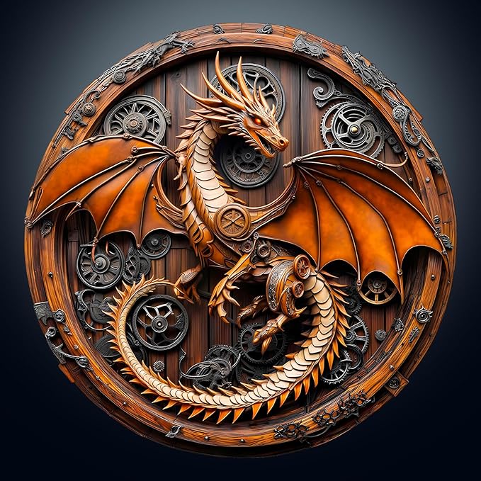 KAAYEE Wooden Puzzles for Adults, 3D Vision Mechanical Dragon Wooden Jigsaw Puzzles Unique Shape Advanced Wood Puzzle Adult, Birthday Fathers Family Game (S-8.5 * 8.4in-100pcs)