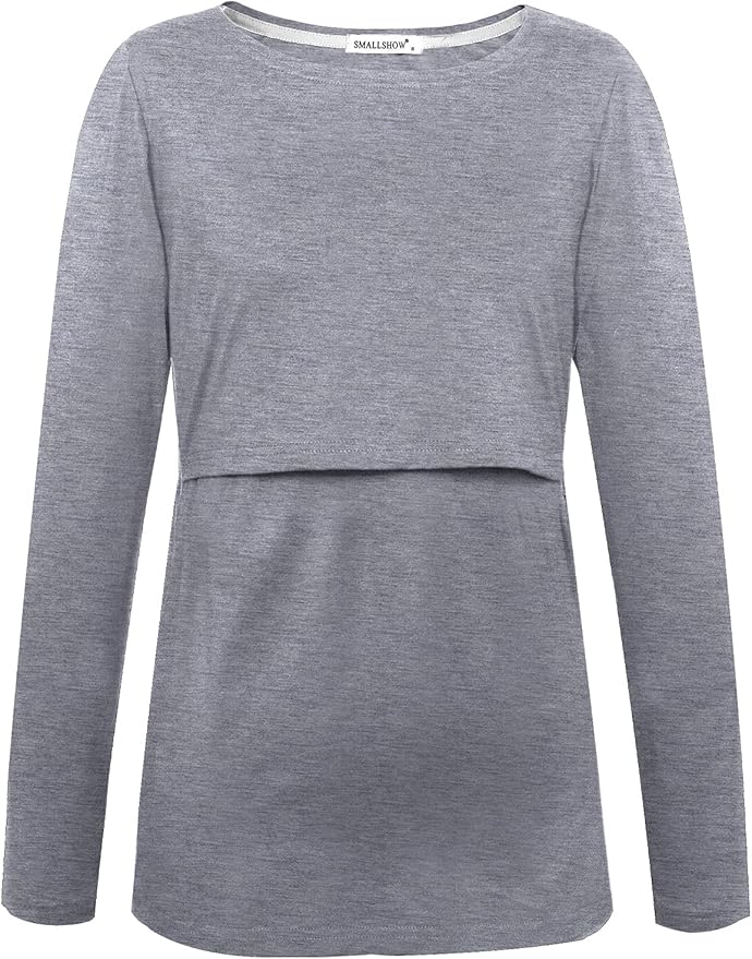 Smallshow Women's Maternity Nursing Tops Comfy Long Sleeve Breastfeeding T-Shirt