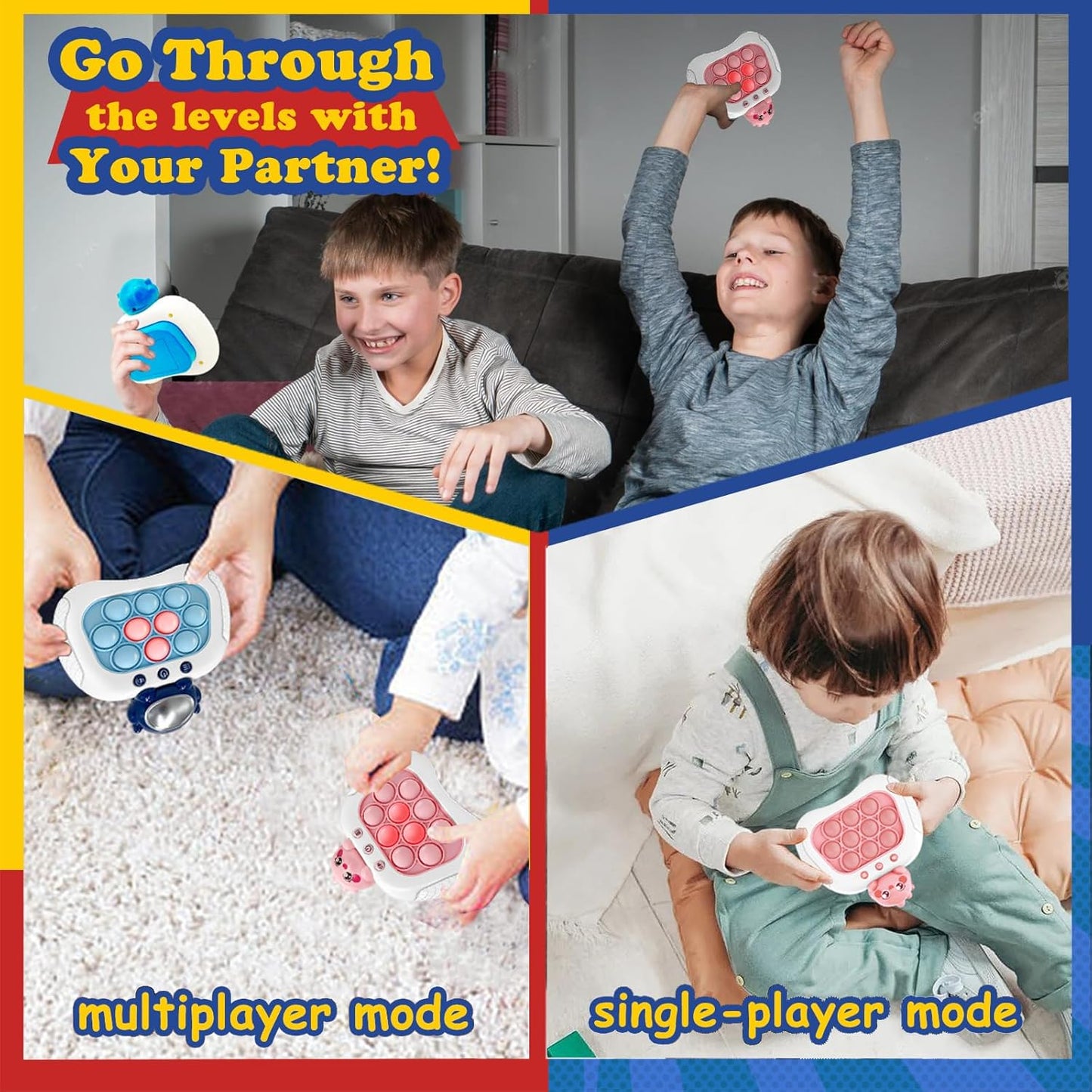 Fast Push Game, Pop Bubble Fidget Toy Quick Push Light Up Popping Game Toys for Ages 4-12, Birthday Gifts for Boys & Girls & Teens