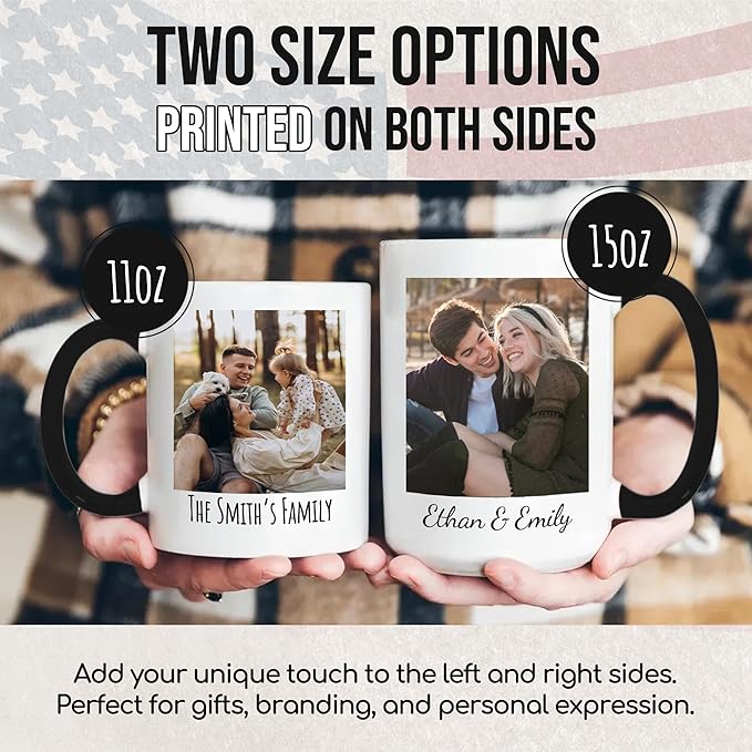 Custom Photo Mug Personalized Coffee Mugs with Photo Text Name Customized Cup Unique Gifts for Men Women Friend Family Wedding Christmas