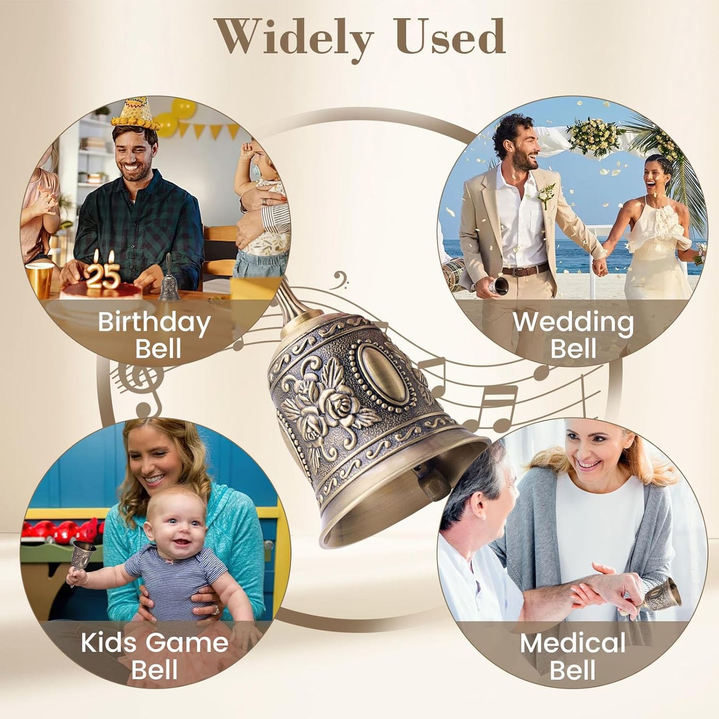 DomeStar Hand Bell Brass Call Bell for Bedside, Dinner, Wedding