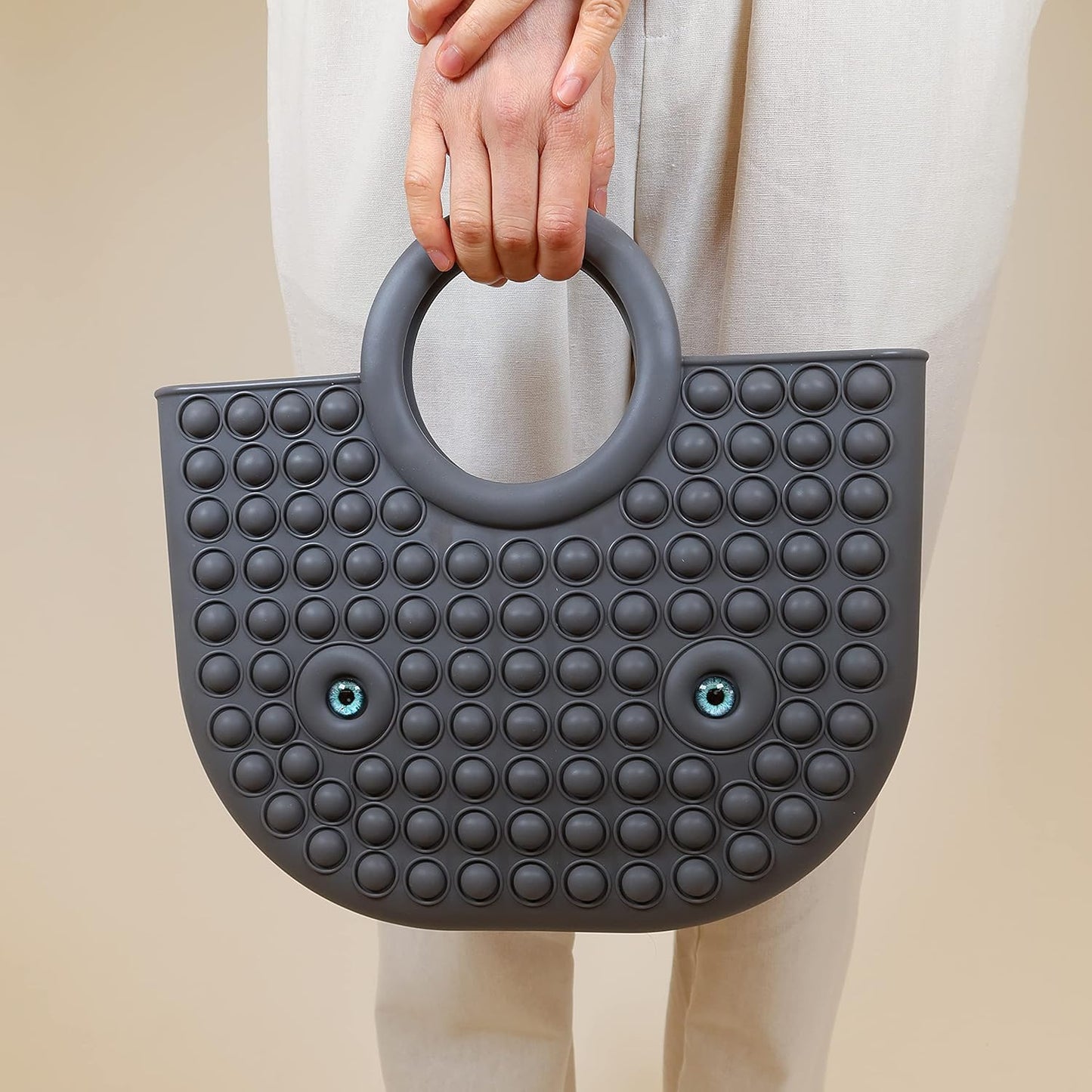 BABANA Fidget Purse for Girls - Bubble Push Pop Bag with Crazy Eyes, Silicone Fidget Handbag Toy for Kids | Birthday, Easter