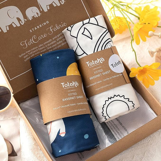 Halo Bassinest Fitted Sheets, Fits Halo BassiNest Sleeper Swivel, Flex, Glide, Premiere & Luxe Series Sleeper and Other 18x30 Bassinet Mattress - Buttery Soft Stretchy Jersey Fabric, 2 Pack