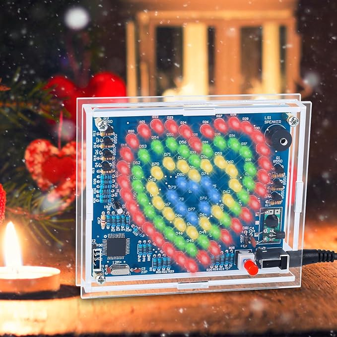 Soldering Practice Kit, Heart-Shaped LED Light DIY Soldering Project Kit with 20 Flashing Effects, DIY Electronics Kit for Home School Training Learning, Perfect Presents for Lovers/Family