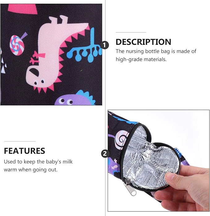 Kisangel Insulated Milk Bottle Carrier - Baby Water Bottle Strap Bag for Travel and Outdoor Use - Keep Warm Carrying Sleeve Pouch 20X12X1cm