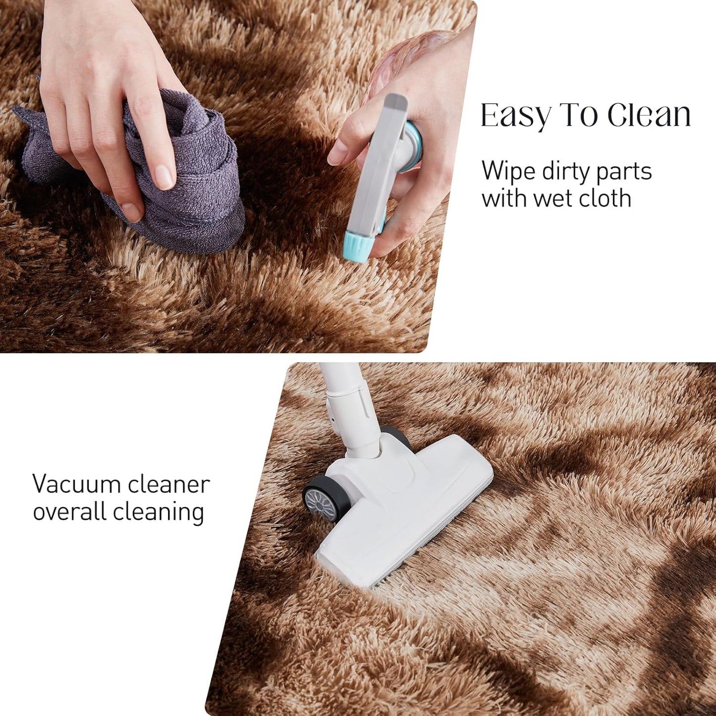 Fluffy Shag Area Rug, 3x5 Tie-Dyed Brown Rugs for Bedroom, Soft Plush Area Rugs for Living Room, Non-Slip Indoor Carpet for Nursery, Study Room, Dressing Room, Home Decor