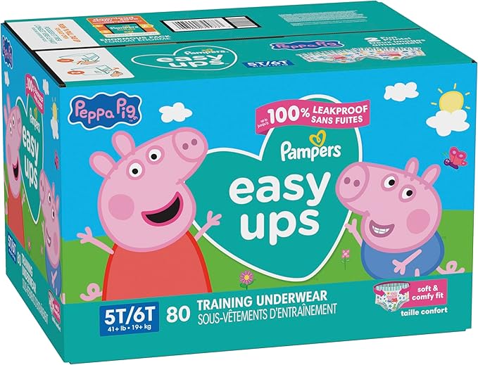 Pampers Training Pants - Easy Ups Girls & Boys - Size 5T-6T, 80 Count, Peppa Pig Potty Underwear (Packaging May Vary)