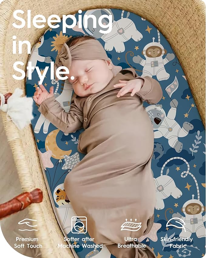 Bassinet Sheets for Baby Boy Girl, TotBasic Buttery Soft Universal Bassinet Fitted Sheet, Compatible with Halo, Mika Micky, Baby Delight, Dream On Me, Maxi COSI & More Bassinet Mattress