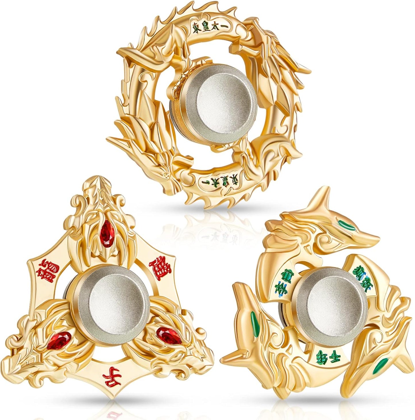 3 Pieces Golden Dragon Finger Spinner Toys Hand Dragon Fingertip Spinner Metal Gold Spinner Anxiety Stress Relief Toy Small Sensory Gadgets for Adults Party Favors