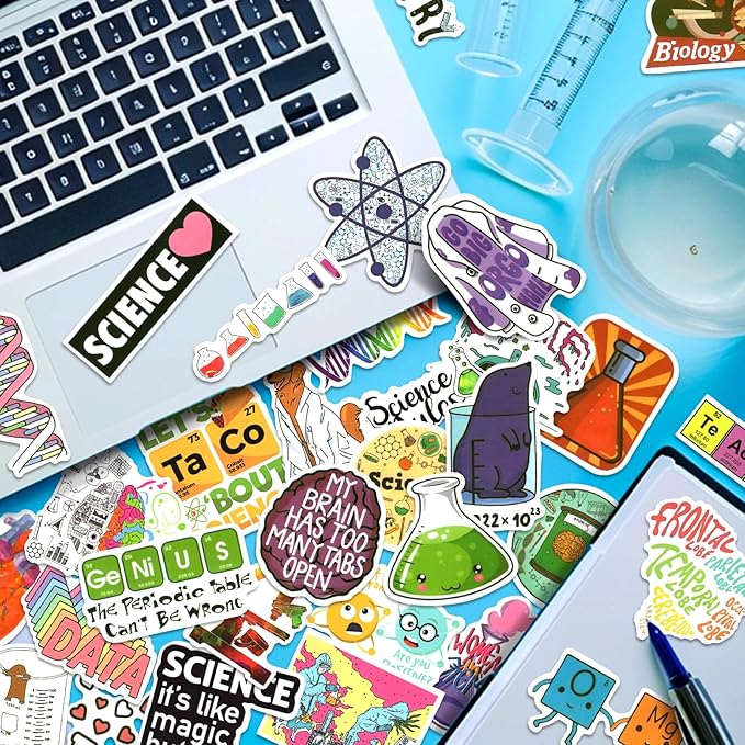 100 PCS Science Stickers for Water Bottles,Science Laboratory Stickers for Adults Students Kids Teacher,Physics Biology Chemistry Experiment Math Gifts