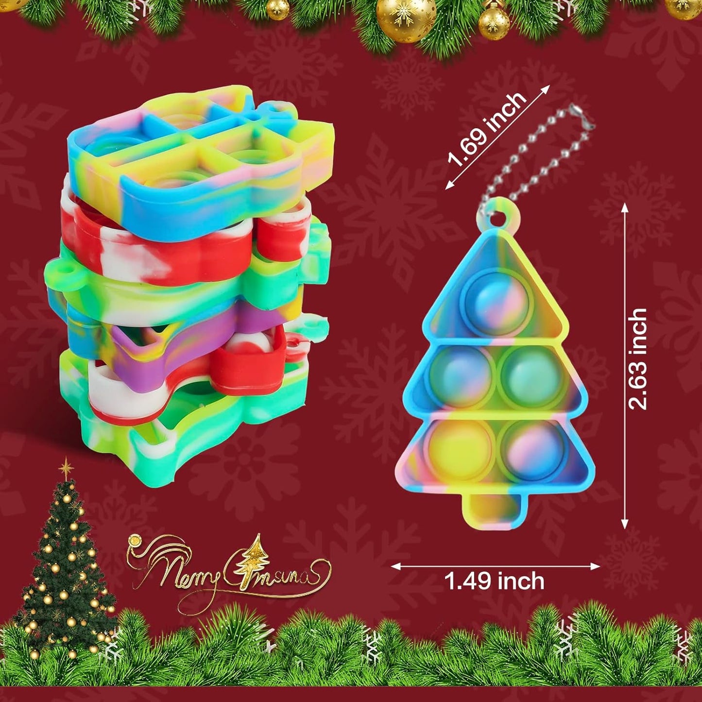 32Pcs Christmas Mini Pop Fidget Toy Pack for Kids Girls Boys Toddlers Christmas Stocking Stuffers Party Favors Gifts Stress Relief