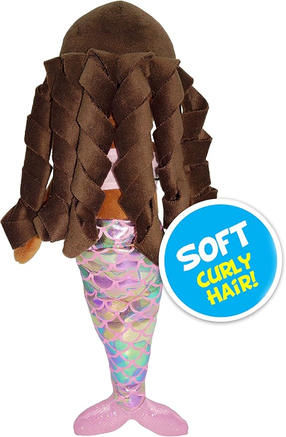 June Garden 15.5" Sparkly Mermaid Layla - Soft Mermaid Plush Stuffed Doll Gift for Toddler Girls