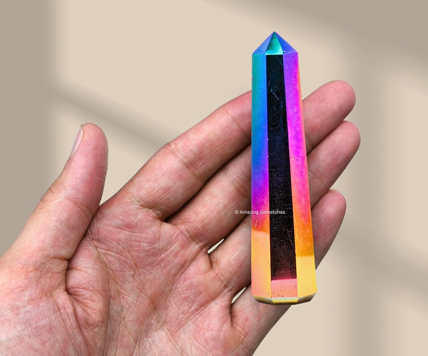 Amazing Gemstone Titanium Aura Quartz Crystal Towers - Natural Healing Crystal Point Obelisk for Reiki Healing and Crystal Grid (3 Inch)