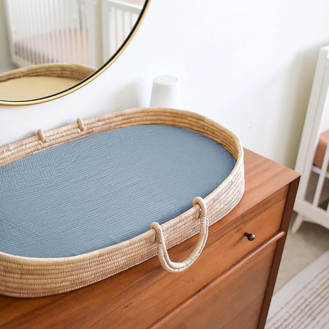 Muslin Bassinet Sheets for Babies – Soft & Breathable 100% Cotton Fitted Sheets for Oval, Rectangle, Hourglass Bassinet Mattress Pads, 2-Pack (Ivory & Pink)