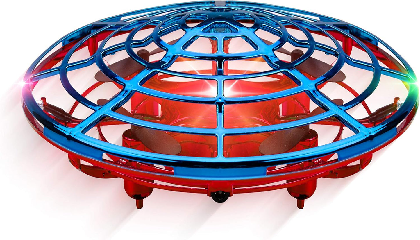 Force1 Scoot Combo Hand Operated Drone for Kids or Adults - Hands Free Motion Sensor Mini Drones, Easy LED Indoor Rechargeable UFO Flying Orb Ball Drone Toys for Boys and Girls (Red/Blue)