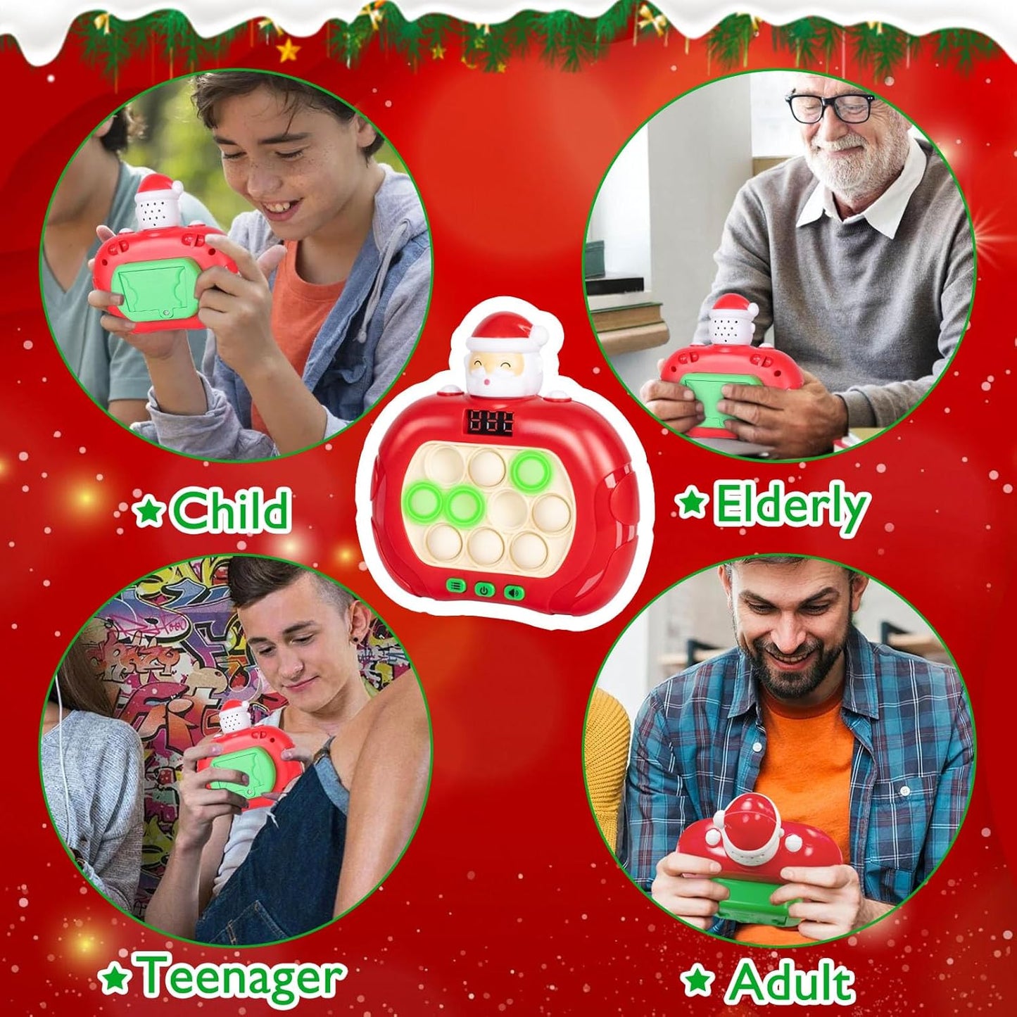 Fast Push Bubble Game with Score Level Display Light Up Pop Fidget Game with 6 Modes Sensory Fidget Toys for Christmas Birthday Party Gifts