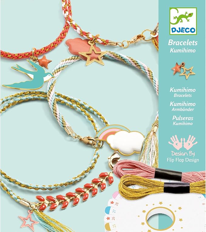 DJECO Beads and Jewelry Craft Kit, Celeste - Create Your Own Friendship Bracelets w/Colorful Beads - Fun & Creative for Family & Friends - Educational Arts & Crafts for Children Ages 8+ Years