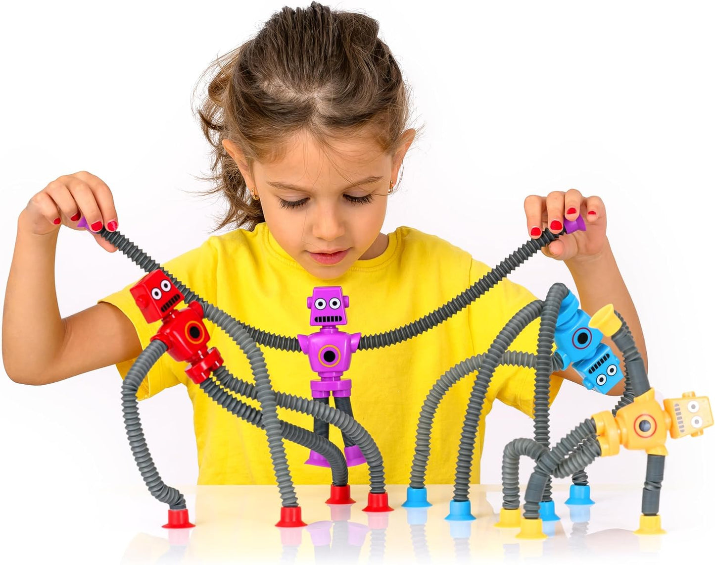 nutty toys Sensory Robot Toys 4pk - Top Pop Tubes Fidget Toy 2024 for ADHD Autism Ages 3 4 5 6 7 8 9 10, Best Kids Travel Toy Gifts Idea, Unique Christmas Tween, Toddler, Girl & Boy Stocking Stuffers