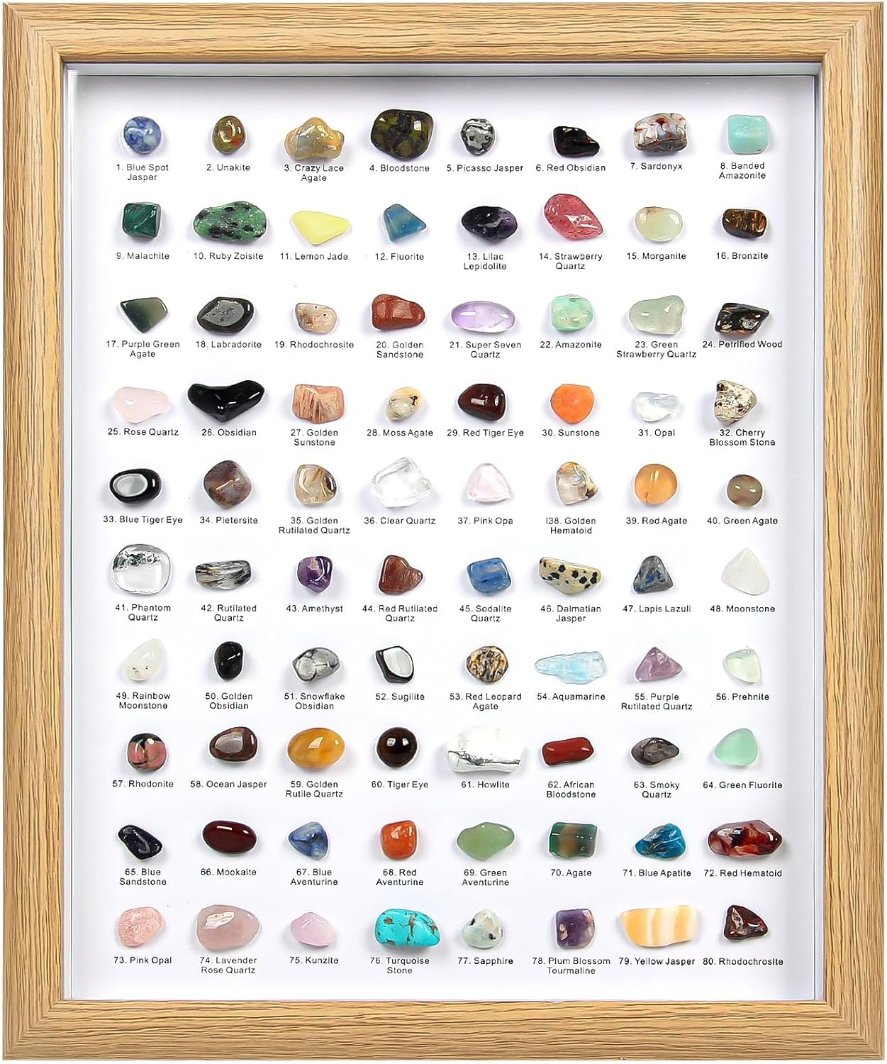 80 PCS Natural Crystal Collection, Crystal and Gemstones for Decoration, Healing Crystal Rocks Set, Mineral Specimens-Crystal Chips Set for Home Decor, Office Desk Decor, Gift