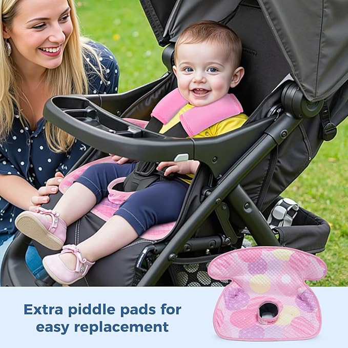 COOLBEBE Piddle Pads Car Seat Protector for Potty Training, 2 Pack Dry Waterproof Car Seat Liner Toilet Training & Strap Covers for Baby Infant, Baby Car Seat Pad Cover for Strollers, Carseat (Pink)