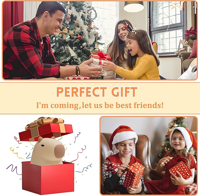 Cute Capybara Night Light, Capybara Gifts for Kids Friends, Silicone Animal Nursery Lamp with Rechargeable Timer Dimmable, Perfect Birthday Christmas Easter Gift, Best Home Bedroom Decor
