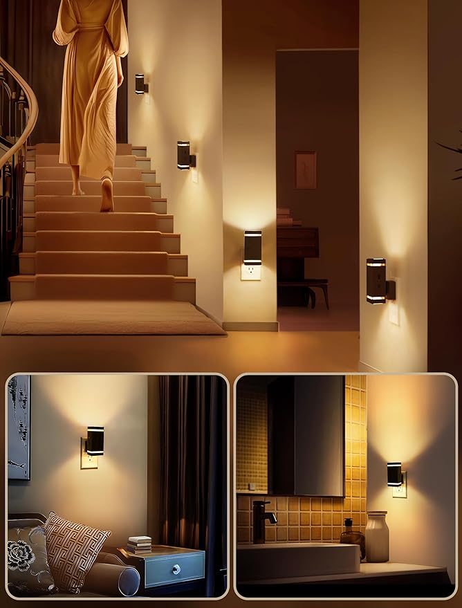 DORESshop Dimmable LED Night Light Plug in [4 Pack], Night Lights Plug into Wall with Dusk-to-Dawn Sensor, 0-100lm Bright Nightlights with Light Sensor for Adults, Hallway, Bedroom, Stairway