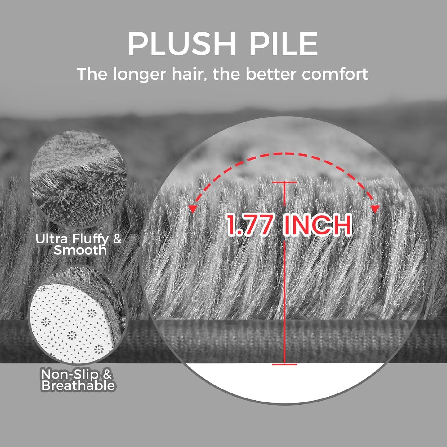 5X8 Ultra Soft Rug for Living Room, 5X8 Fluffy Shag Area Rug for Bedroom, Modern Shaggy Carpets Fuzzy Rug for Teens Dorm Nursery Home Decor Aesthetic, Upgrade Anti-Skid Durable, Grey