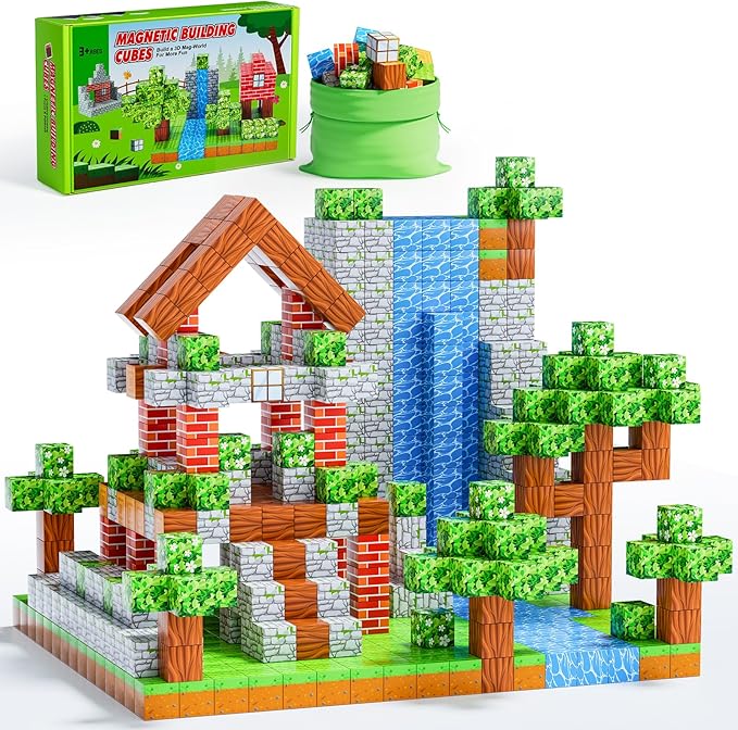 120PCS Magnetic Blocks - Build Magnet World Edition, Magnetic Blocks for Kids Ages 3-5, 4-8, 8-12, for Boys & Girls, STEM Montessori Sensory Toys for Toddlers Gifts for 3+ Years Old