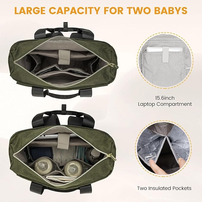 LOVEVOOK Diaper Bag Backpack with Insulated Pockets, Changing Pad, Pacifier Case, Anti-Theft Travel Backpack for Women