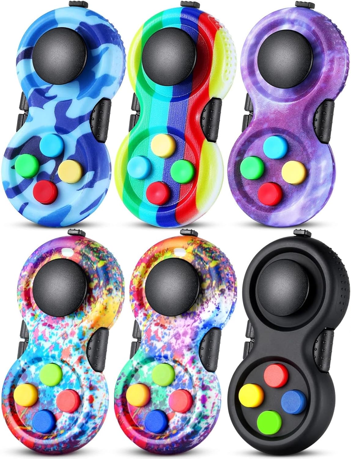 Skylety 6 Pieces Cam Fidget Pad Controller Relieve Anxiety Handheld Mini Handheld Fidget Pad Fidget Controller Stress Reducer for Adult Relieve Stress(Dazzling Colors)