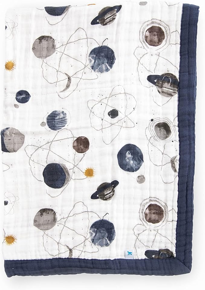 Little Unicorn Newborn Receiving Quilt | Ultra- Soft, Multi-Layered Muslin Fabric | Gift for Newborns & on-The-go (Planetary)