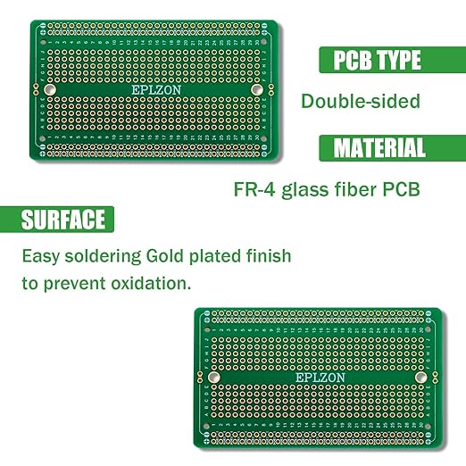 10 Pcs Solderable Breadboard PCB Board Gold-Plated Solder Breadboard for DIY Electronics Projects Apply to Soldering Projects 3.5"x2.05" (Green)
