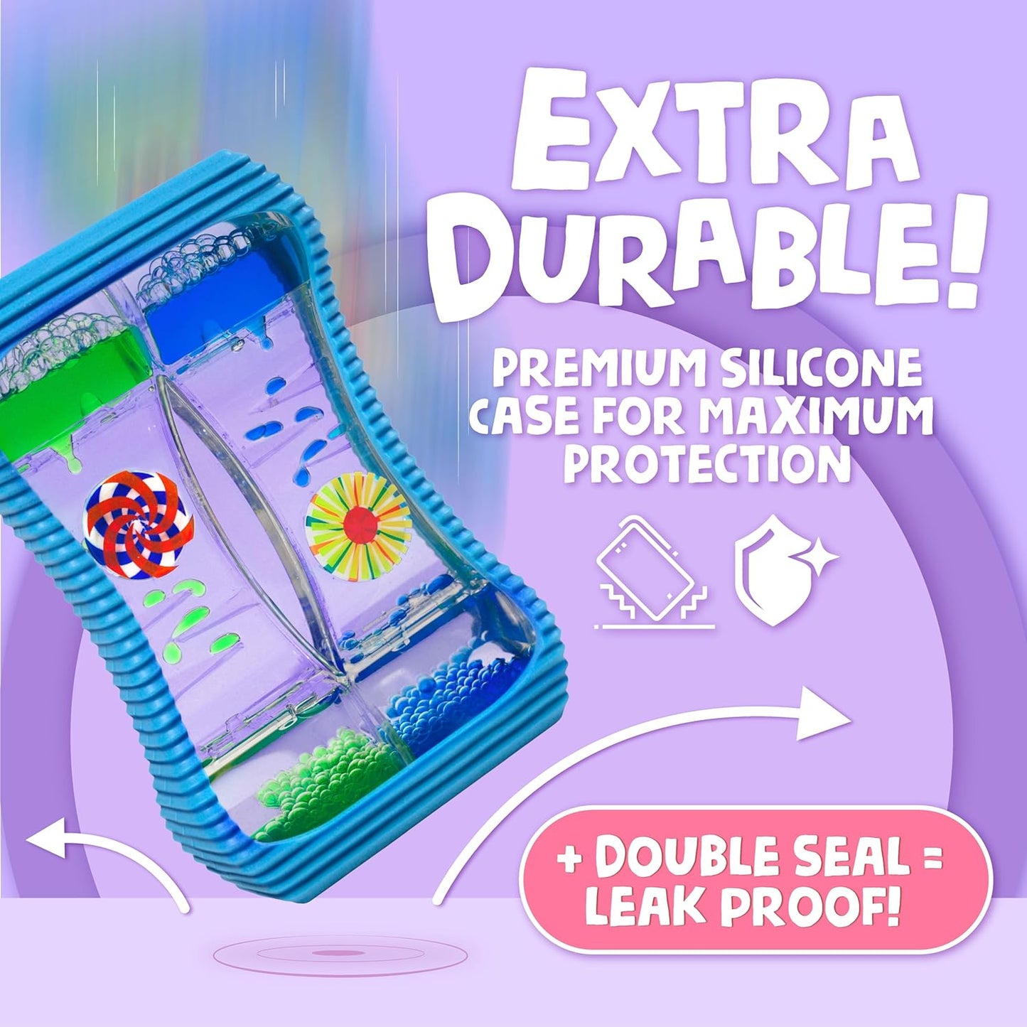 BUNMO Liquid Motion Bubbler with Sensory Texture - Liquid Timer - Bubble Timer - Liquid Motion Sensory Toys for Autism, Calming & Sensory Exploration - Kid Sensory Bottles Tubes - Large Blue