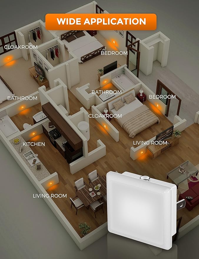 L LOHAS LED Night Lights Plug into Wall 2-Pack, 0.3W Plug in Night Light, Dusk to Dawn, 2000K Amber Light, Sleep Aid Nightlight Auto-On/Off, for Adults Kids Room, Bedroom, Bathroom, Hallway, Non-Dim