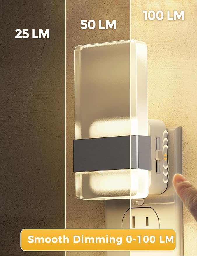 L LOHAS LED Night Light, Night Lights Plug Into Wall [2 Pack], Dusk-to-Dawn Sensor Decorative Night Light, 0-100LM Dimmable Nightlights, Wall Sconce-Style Acrylic Nitelight for Bathroom, Hallway,Gift