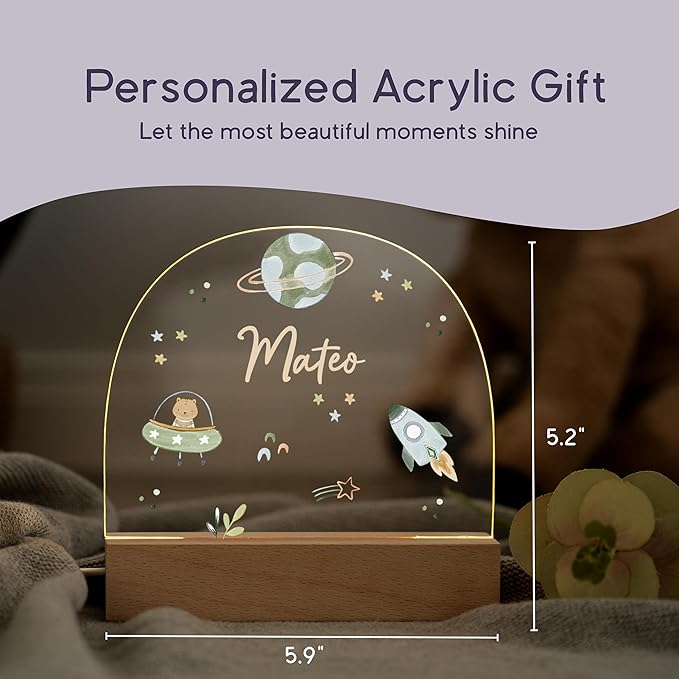 Baby Customized Gifts/Customized Baby/Personalized Boy Gifts/Welcome Gift for Newborn Boys/Essential Newborn Items/Unique Bear Night Light