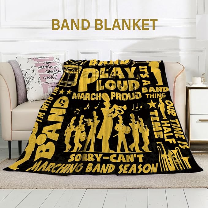 Marching Band Gifts Blanket for Teens, Band Director Gifts for Marching Band Students, Band Flannel Blanket for Men/Women, Rock Band Blanket 50 * 60" Birthday Thanksgiving Gift