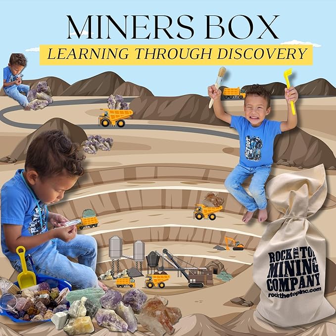 Gemstone Paydirt Geodes for Kids Break Open Science Kits for Kids Age 8-12 Shark Teeth Fossil Digging Kit for Educational Toys, Rock Collections for Mining Bucket Rock Collection