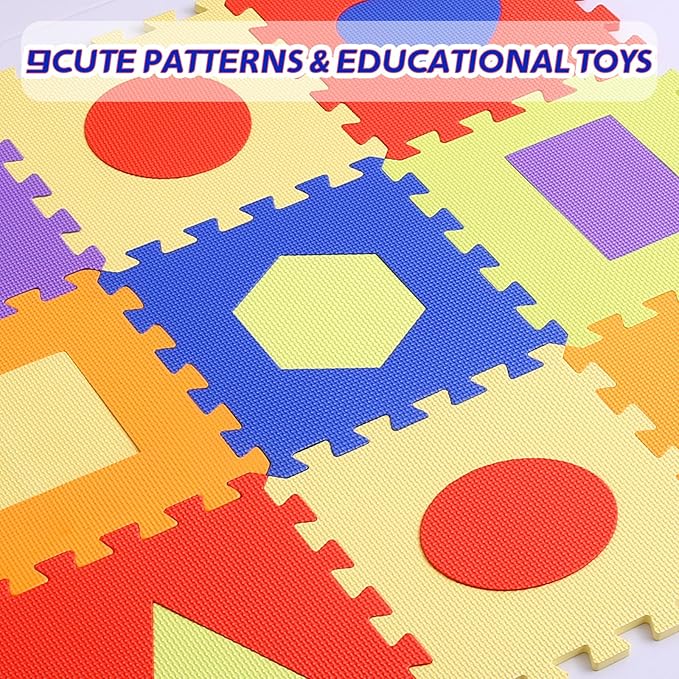 Coolcandy Baby Play Mat Without Fence, 9Pcs Interlocking Puzzle Floor Mat, 0.4" Thick Non-Toxic EVA Foam Play Mat, for Infants & Toddlers 3-36 Months, Soft Puzzle Tiles for Play Areas